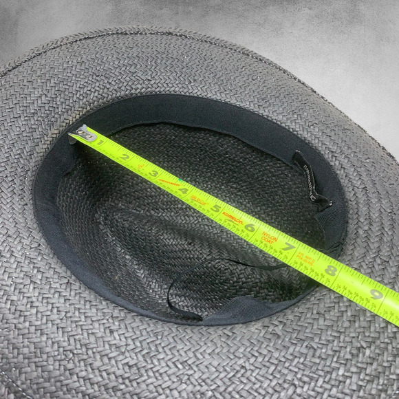 Banana Republic Gray Raffia Straw Wide Brim Fedora Hat Adjustable Coastal OSFM main image 5
